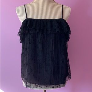 J. Crew Black Pleated Tank Top